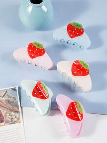 1pc New Creative Strawberry Claw Clip, Casual Summer Beach Hair Claw Hair Clip, Elegant Hair Accessories Fashion Hair Clutch Elegant Hair Jaw Clip - Multicolor - View 3