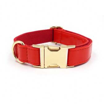 New Leather Pet Collar Dog Collar Leather, High-End High Quality, Suitable For Small, Medium And Large Dogs, Durable Gold-Plated Zinc Alloy Buckle, Easy To Fasten And Quick Release (Due To Each Batch Of Fabric And Handmade, The Color May Be Slightly Different, Sent Randomly)