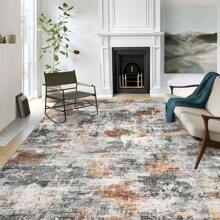 Waschbarer, moderner abstrakter Teppich, rutschfest, niedriger Flor, weicher, zeitgenössischer Überwurf, Bodenbelag, faltbarer Innenteppich für Wohnzimmer, Schlafzimmer, Spielzimmer, Kinderzimmer