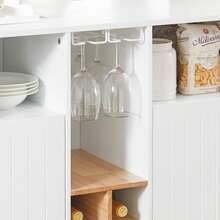 SoBuy KNL07-WN, Kitchen Island Sideboard Storage Cabinet Kitchen Breakfast Dining Bar Table Bar Cabinet With Wine Rack, White & Natural - White - View 10