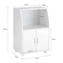 SoBuy FRG241-W, Microwave Shelf, Kitchen Wheeled Storage Trolley, Kitchen Storage Cabinet Cupboard Unit - 白色 - 查看 2