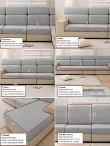 适用于1/2/3/4座沙发、L型沙发靠背套、加厚弹力沙发座套、牛奶丝面料、花园椅套、户外椅套、防滑沙发套、家具保护套、宠物友好型家居装饰，适合圣诞节及其他节日 - 淺灰色 - 查看 4