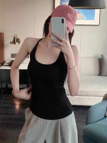 Summer Korean Style Fitted Padded Chest Versatile Backless Camisole Tank Top
