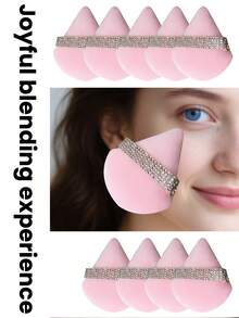 3pcs/10pcs /15pcs/24pcs Pink Triangle Shaped Powder Puff Set For Loose Powder, With Crystal Velvet Short Hair, Soft And Adhesive Makeup Sponge Puff Makeup Tools