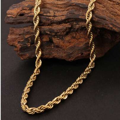 1pc 24K Gold Twist Chain Bracelet, Titanium Steel Hypoallergenic Adjustable Multilayer Stacking Bracelet, Birthday Gift For Friends & Couples, Spring/Summer 2025