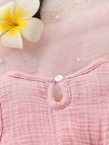 2pcs/Set Soft & Breathable Casual Elegant Sweet Cute Newborn Baby Girl Cotton Layered Ruffle Hem Romper Dress Outfit, Suitable For Daily Wear, Vacation, Party, Outdoor Activities And Photography - Multicolor - View 8