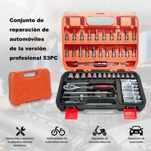 Juego de 53 Piezas de Caja de Herramientas Reparación de Auto Llave de Trinquete Juego Combinado 1/4 Pequeña Mosca Hexágono Torx Herramienta Rotativa - 53 piezas - Ver 4