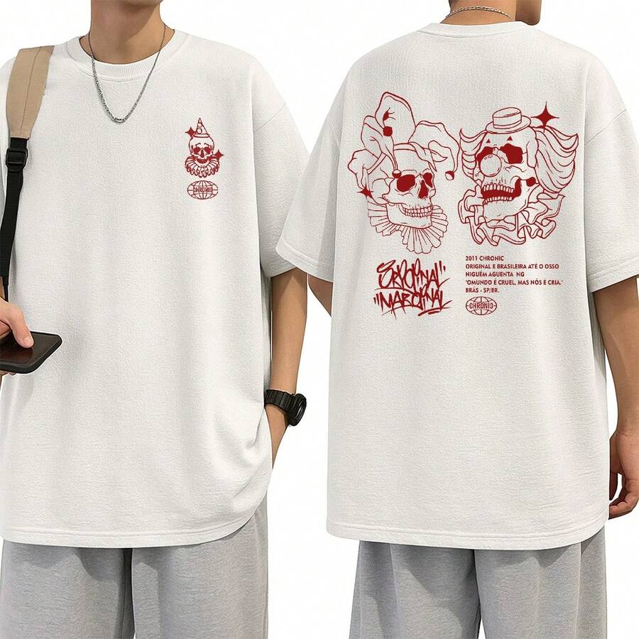 T-Shirt Street Style Drip Hip Hop Rua Chronic Pixo Graffiti Marginal Unisex Male Female 100% Cotton Top Premium Streetwear Launch Immediate Shipping Various Colors!! Plus Size - 小丑 - 查看 1