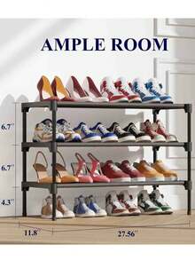 LINKOOL 4 Layers Simple Fashion Shoe Rack Trapezoidal Shoes Organizer Stand Holder Living Room Space Saving Modern Assembled Shoe Rack Home Use Metal Shoes Shelf - Multicolor - View 10