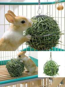 1pc Portable Stainless Steel Pet Hay Feeder Ball - Waterproof, Easy To Clean, Space-Saving Design, Suitable For Rabbits, Hamsters And Small Animals - Hay Not Included - Multicolor - View 1