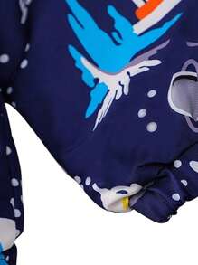 Toddler Boys Raincoat Waterproof Hooded Jacket Rocket Space Printed Coat+Pants Outfits Tracksuits