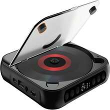 1pc Compact Desktop CD Player With Bluetooth 5.1, Made Of Durable Plastic Material, Portable Audio Entertainment Device;   Modern & Sleek Style, Black Color, Square - Shaped With A Transparent Lid, Features Built - In HiFi Speakers, LCD Screen Display, Timer Function, FM Radio, USB Type - C Port Detail.   Ideal For Enjoying CDs, Streaming Music Wirelessly.   Audio Gadget Perfect For Home, Dorm Rooms, Car Use, Year - Round Entertainment.   Great As A Gift For Teens, Students, Music Lovers On Christmas, Birthdays, Back - To - School Season.(Black) - Black - View 2