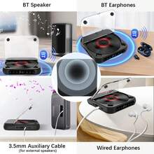 1pc Compact Desktop CD Player With Bluetooth 5.1, Made Of Durable Plastic Material, Portable Audio Entertainment Device;   Modern & Sleek Style, Black Color, Square - Shaped With A Transparent Lid, Features Built - In HiFi Speakers, LCD Screen Display, Timer Function, FM Radio, USB Type - C Port Detail.   Ideal For Enjoying CDs, Streaming Music Wirelessly.   Audio Gadget Perfect For Home, Dorm Rooms, Car Use, Year - Round Entertainment.   Great As A Gift For Teens, Students, Music Lovers On Christmas, Birthdays, Back - To - School Season.(Black) - Black - View 7