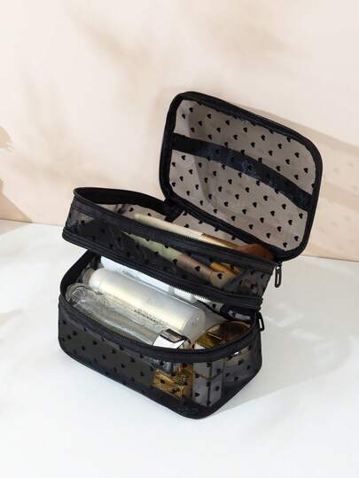 1pc Heart Pattern Double Layer Mesh Cosmetic Bag, Large Capacity Storage Pouch, Fashion Toiletry Makeup Organizer,Makeup Bag,Make Up Bag,Makeup Bags,Cosmetic Bag,Makeup Organiser,Travel,Makeup Pouch,Bag,Vanity,Make Up Pouch,Travel Essentials,Pouch Bag,Make Up Bags,Bags,Travel Essential,Vanity Accessories,Small Makeup Bag,Makeup Pouch,Cosmetic Bag,Travel Essential,Large Capacity,Large Makeup Bag,Christmas Gifts,Pouch,Travel,Gifts For Women,Women's Necessaire,Travel Essential,Pouch,Clutch / Small Handbag,Necessaire,Makeup Organizer,Makeup Organize,Pouch,Brush Holder,Mini Pouch,Large Capacity Pouch