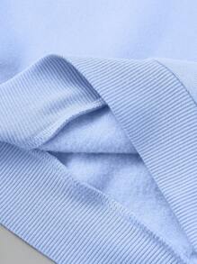 青少年女孩豹纹心形和字母印花舒适宽松运动衫和豹纹柔软裤套装 - 藍色 - 查看 6