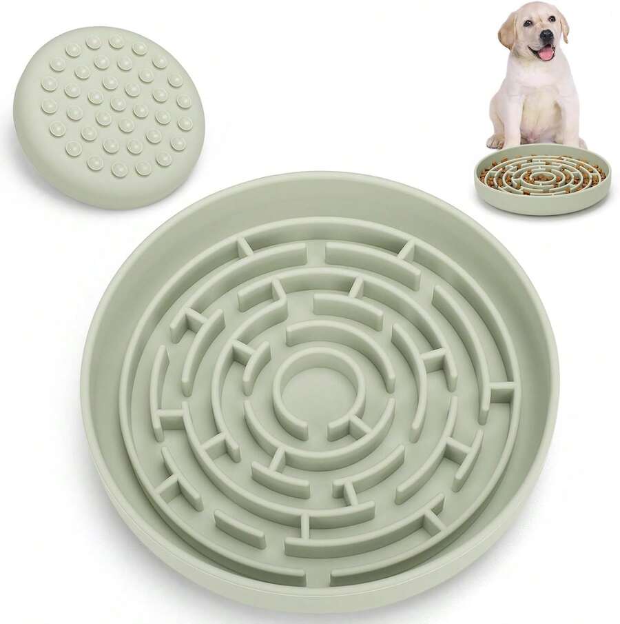Slow Feeder Dog Bowls Silicone Maze Food Suction Bowl Feeders Pet Puzzle Lick Mat To Slow Down Eating For Medium Small Breed Size Dogs,12065438 - Màu Tím - Xem 1