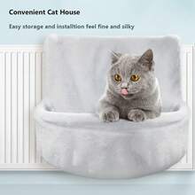 Võng treo cho mèo bằng vải nhung, Giường sưởi ấm và thoải mái cho mèo, Khung kim loại có thể điều chỉnh, Phù hợp với hầu hết các loại tản nhiệt - Tải trọng tối đa 7kg - Nhiều màu - Xem 4