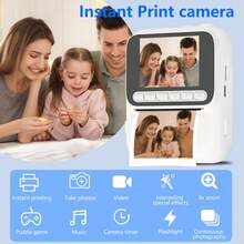 儿童即时打印相机套装，适合3-12岁男孩女孩，16倍数码变焦，2.4英寸IPS屏幕，可充电，专业摄影，1080P高清，附赠4张打印纸，即时打印玩具，圣诞节和生日礼物，适合3-16岁儿童和青少年，白色 - QJH-Z700-相機 - 查看 5