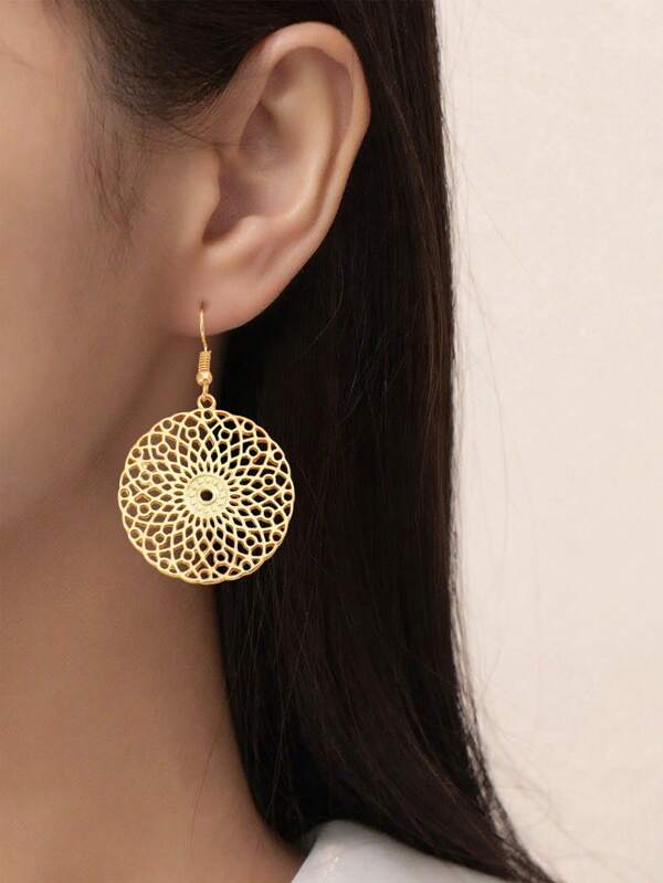 1 paire de boucles d'oreilles de mode en forme de nid d'oiseau rond, pour un port décontracté au quotidien