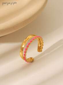 1 pieza Anillo abierto minimalista de acero inoxidable chapado en oro multicapa, adecuado para uso diario, festivales, bodas, fiestas, cumpleaños, amistades y regalos