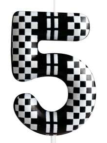 Black & White Plaid Racing Number 0-9 Birthday Theme Anniversary Celebration Party Cake Decorative Candles - Multicolor - View 6