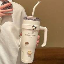 40OZ/1200ML SITARAYURI Double Wall  Bottle For Father's Day, With Handle And Straw, Large Capacity Portable Cup For Hot And Cold Dual Use, 1200ml Steel  Bottle, Suitable For Hot Or Cold Drinks, Suitable For Camping, Outdoor Activities, Driving, Sports, Fitness And Holiday Gifts. - 優質款隨機色 - 查看 2