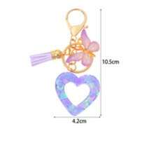 2025 Resin Hollow Heart Keychain With Tassel Butterfly Bag Pendant, Valentine's Day Gift, Hot Selling Cross-Border Item - Multicolor - View 5