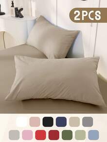 2 件枕套，多种尺寸枕套，信封封口，柔软枕套，抗皱、防褪色、防污，适用于卧室、沙发、客厅、家居装饰，不含枕芯，秋季装饰，房间装饰，返校，学校用品，白色、粉色、黑色、海军蓝、米色、灰色、绿色、蓝色、绿色 - 彩色 - 查看 55