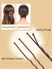 200个金属发夹套装，女士发饰，法式U型发夹（2英寸/2.36英寸），2英寸/2.75英寸发夹，带收纳盒（黑色/棕色/金色/银色），爪夹，美发造型套装 - 200組合套裝 - 查看 6