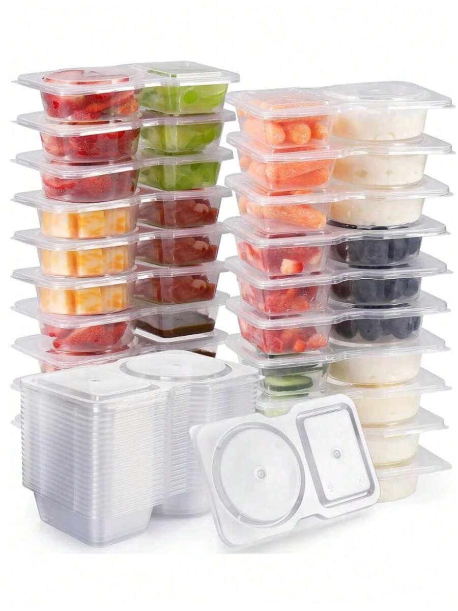 صندوق تخزين الطعام القابل لإعادة الاستخدام والغمس 5/10/20 قطعة، صندوق لتخزين الطعام للسفر/التخييم، مربع تخزين طعام للتخيير الصيفي مع غطاء، متعدد الأغراض مع الغطاء، علبة وجبات سريعة لخلع السلطة، وصندوق توابل مزدوج، وعلبة طعام مع بطانية، للوجبات الجاهزة - متعدد الألوان - مشاهدة 1