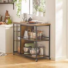 SVW18-F, Serving Trolley Kitchen Trolley Cart Mobile Kitchen Shelf Kitchen Storage Trolley With 5 Shelves - Brown - View 3