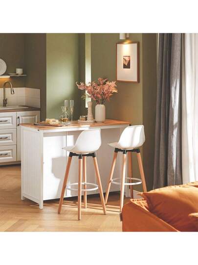 SoBuy KNL05 W, Kitchen Isl Cabinet Cupboard Sideboard Rattan Baskets, Breakfast Dining Bar Tafel view 6