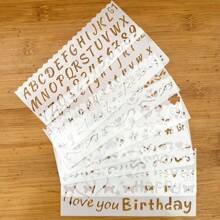 8pcs Numeric & Alphabet Long Strip Painting Template Handmade DIY Craft Mold - White - View 2