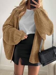 Women's Oversized Cardigan Fall Long Lantern Sleeve Knit Cardigan Lightweight - Lạc đà hoa - Xem 2