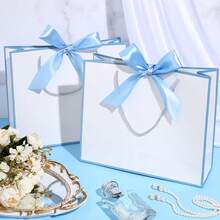 3/6/12 Thank-You Gift Bags With Handles 11.8x10x4 Inches, Ribbon Gift Packaging Bags, Shopping Bags, Welcome Bags, Bridesmaids, Baby Showers, Mother's Day Graduation Ceremonies, Weddings, Housewives, Birthdays, And Bow Ties As Gifts In Return