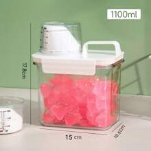 1pc Multi-Functional Laundry Detergent Dispenser - Large Capacity Transparent Acrylic Storage Box With Measuring Cup For Laundry Room, Bathroom Organization - Perfect For Washing Powder, Beads, Softener, Bleach, Soda Or Pet Food Storage - Ideal For Homeowners, Pet Owners, Busy Moms - Great For Housewarming Gifts & Spring Cleaning Supplies