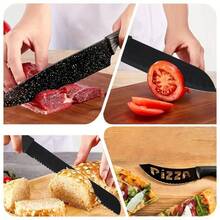 TAIMASI 19pcs Premium High-Carbon Stainless Steel Knife Set - Includes Chef Knives, Bread Knife, Scissors & Sharpener With Storage Block | Rust-Resistant Kitchen Essential For: • Labor Day Backyard BBQs • Thanksgiving Dinner Prep • Christmas Gift For Home Chefs • New Year's Culinary Upgrades - 黑色 - 查看 7