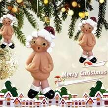 6/2/1 Pieza - Colgante de pareja de acrílico de Navidad, colgante plano 2D, no 3D, colgante decorativo de árbol de Navidad 2D, colgante decorativo de ambiente, colgante decorativo no textil de Navidad, adecuado para decoración de hogar, decoración de coche, colgante decorativo plano 2D - Multicolor - Ver 2