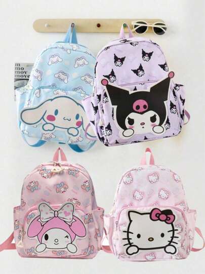 Sanrio Zaino kawaii con figure di anime e cartoni animati, borsa da viaggio e da spalla carina per uso esterno (potrebbero esserci lievi differenze di design e colore tra lotti diversi)(alcune parti potrebbero essere casuali), borsa Hello Kitty, Cinnamon Roll, zaino Hello Kitty