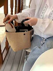 Túi tote dệt phong cách Bohemian - Túi tote lớn màu đen, thích hợp cho đi biển, cắm trại và các hoạt động ngoài trời, được làm từ vải bền chắc, có khóa nam châm, lý tưởng cho những chuyến phiêu lưu của phụ nữ, du lịch biển và trang phục phong cách Bohemian. - Nhiều màu - Xem 4