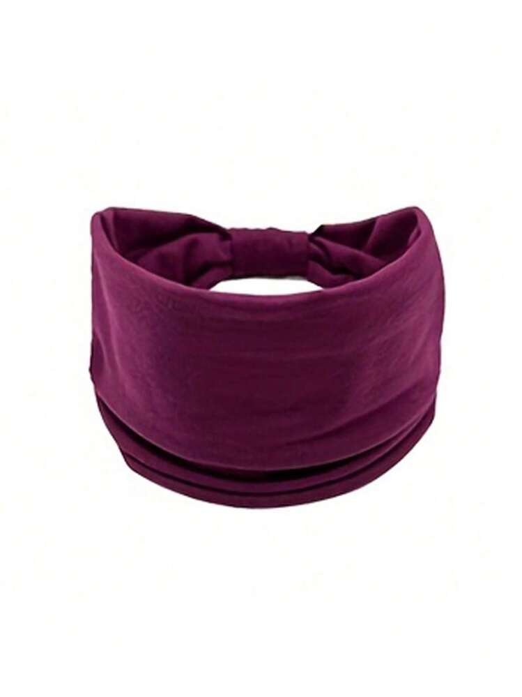 4条装复古佩斯利花纹发带，女士彩色头巾，运动吸汗带，瑜伽发饰，波西米亚风冬季围巾，女士发带 - 純色 - 查看 3