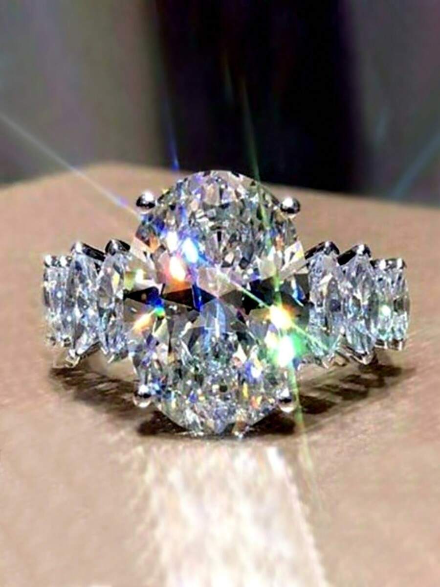 1 Stück romantischer 925 Sterling Silber Kubikzirkonia Ring Hochzeitschmuck für Frauen Edler Schmuck