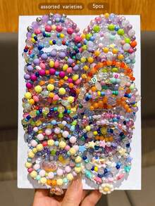 5pcs Random Cartoon Cute Beaded Bracelets - one-size - View 2