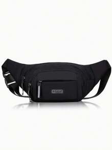 1个【超薄尼龙腰包】超薄尼龙男士腰包 | 轻便防盗斜挎包，适合运动、户外探险和都市旅行。大容量多功能腰包 - 运动腰包，配有可调节肩带、多个拉链口袋，可存放手机、钥匙、现金和必需品，黑色，多功能腰包，拉链封口。