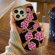 Funda de piel sintética suave con diseño de huella de oso y estampado de leopardo. Color beige claro. Compatible con phone 14, 11, XS Plus, 15 Pro, 13 y 12. 16 - Colores mixtos 1 - Ver 6
