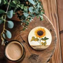 6 Stücke/Set oder 420 Stücke/70 Sets Herbst Sonnenblumen, Vögel und Kürbis Bedruckte Getränkeuntersetzer, 10cm/2mm dicke weiche Gummi Unterseite runde saugfähige Gummi Getränkeuntersetzer, weiche Gummi Rückseite, dekorative Untersetzer, geeignet für Tassen, Heim Küche Esszimmer Tischdekoration, Küchendekoration, Esszimmer Tischdekoration