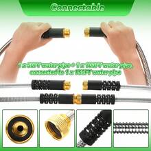 50/100 Feet Garden Stainless Steel Water Hose With Three Fittings Sprinklers & 10 Nozzles Flexible Durable Kink-Free Puncture Resistant Metal Hose For Patio Outdoor Use - 100ft - View 10