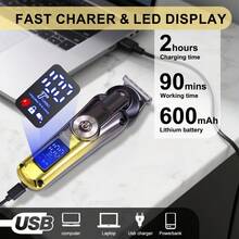 Hatteker 1pc Multi-Functional 5 In 1 Electric Hair Clippers Men Oil Head Carving Professional LED Hair Trimmer - Nhiều màu - Xem 3