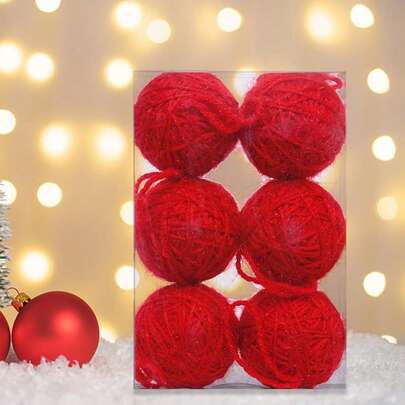 Christmas Ball, Shiny Woolen Yarn Decorative Hanging Ornament Party Favor Present