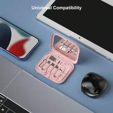 FCV 多功能USB充电线适配器套装，包含镜子、USB-C转Lightning适配器、USB-A和Type-C转Micro/Type-C/Lightning转换器、数据传输器、读卡器、取卡针、手机支架 - 彩色 - 查看 7